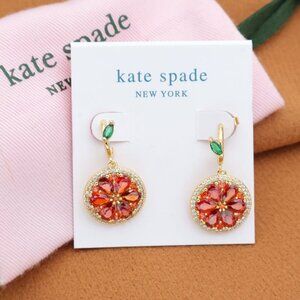 | Sweet Citrus - Gold Crystal Orange Earrings